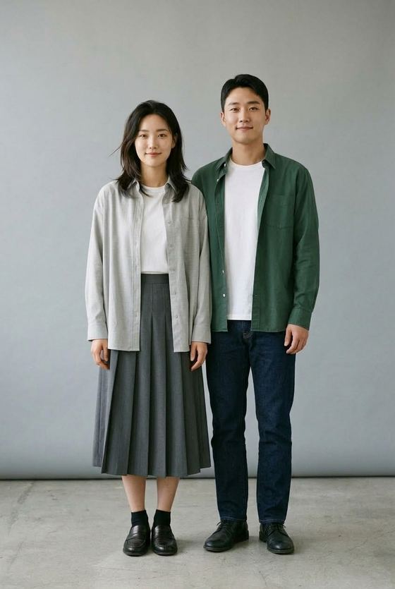 스튜디오에서 찍은 연인