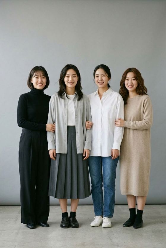 스튜디오에서 찍은 친구 네 명