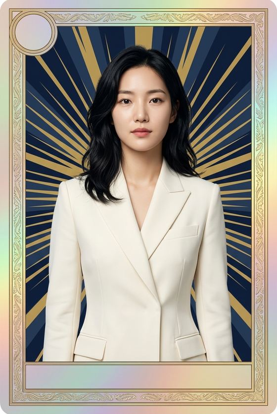 같은 인물이 수집 카드 연출로 바뀐 사진