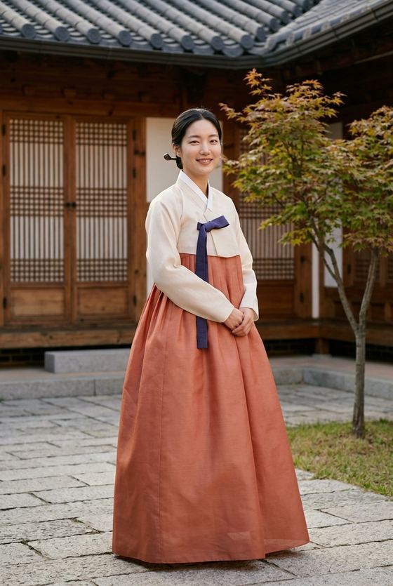 같은 인물이 한복 연출로 바뀐 사진