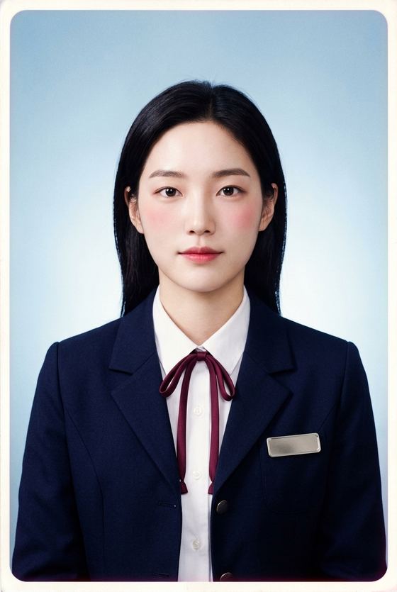 같은 인물이 졸업앨범 연출로 바뀐 사진