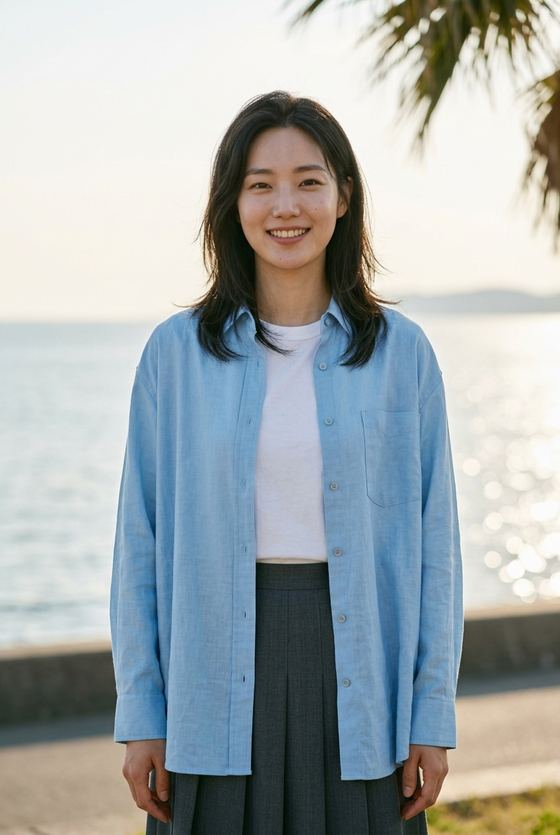 같은 인물의 여름 휴가 시즌 연출