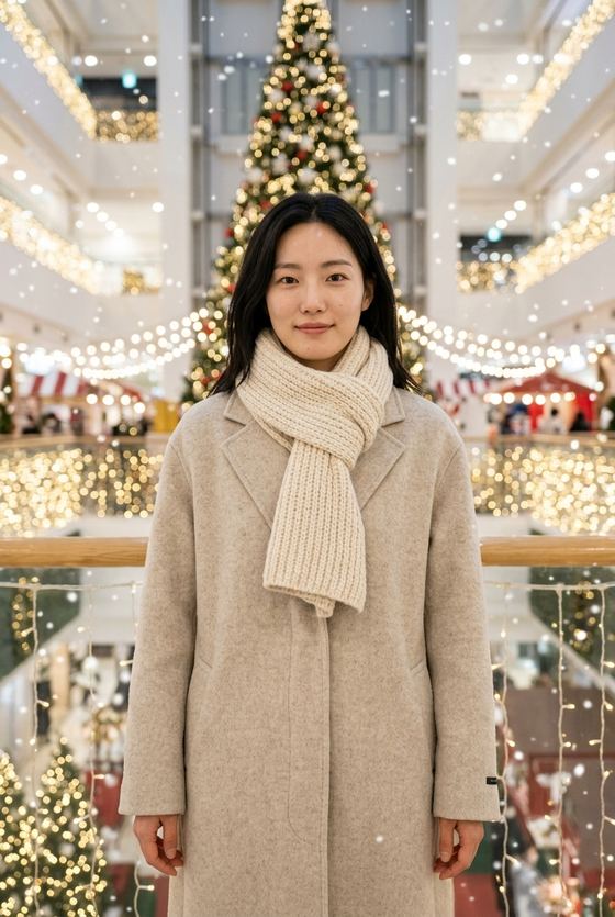 같은 인물의 겨울 마켓 시즌 연출
